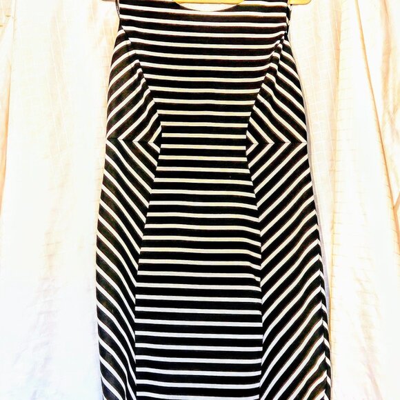 8.Bisou Bisou Michele Bohbot Striped Scoop Neck Sleeveless Bodycon Dress Size 16 - Picture 3 of 8